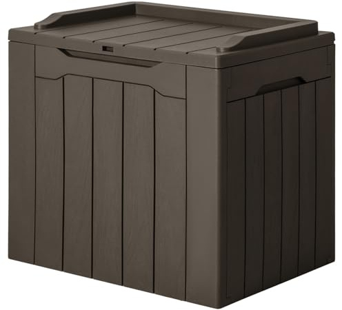 JUMMICO 31 Gallon Resin Deck Box Waterproof Outdoor Storage Boxes