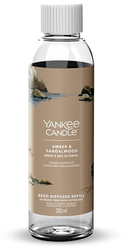 Yankee Candle Signature Nachfüllung für Diffusor mit Rattanstäbchen | Amber & Sandalwood | 200ml | bis zu 20 Wochen Duft Frauen