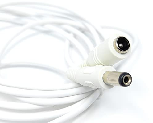 2m 5.5mm x 2.1mm DC Power Plug to Socket Male to Female CCTV LED Modem Router Music Instruments Extension Lead Cable 6.5ft White