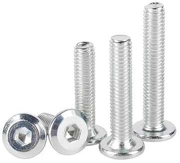 Lot de 50 vis à six pans creux avec bride en acier inoxydable M6 pour meubles, connecteur de meubles, vis à tête plate M6 x 60 mm