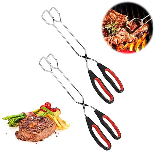 Scheren Zange Küchenzange Schere, Kochen Grillzange Schere, Edelstahl Scherenzange, Scherenzange mit Griff, Edelstahl Grillzange Schere Barbecue Grillen Zange Barbecue Clamp Turner (2 pack(11 Zoll))