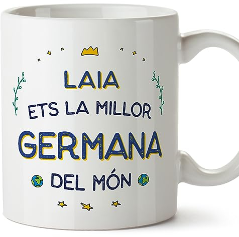 MUGFFINS Tazas Personalizadas para HERMANA - En Catalán - Millor del Món - 11 oz / 330 ml - Regalo personalizable original y divertido