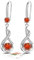 Orange Drop Earrings for Women Dangling, Sterling Silver Dangle Earrings with Cubic Zirconia, Hypoallergenic Dangly Drop Earrings for Women Jewellery Gift for Birthday Christmas