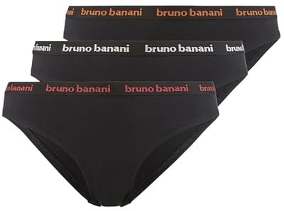bruno banani Slips Damen Flooding Baumwolle - 3er Pack | Weiche Baumwolle, hoher Beinausschnitt, elastischer Gummibund für sicheren Halt, atmungsaktiv, V-Logo-Bund im 3er Set