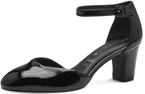 Tamaris Damen Pumps Blockabsatz Vegan; Black PATENT, EU 40