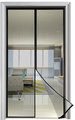 Cortina Mosquitera Magnética para Puerta Exterior con Imanes, Mosquitera Cortina Puerta Magnetica Imantada - (100x200, Negro)