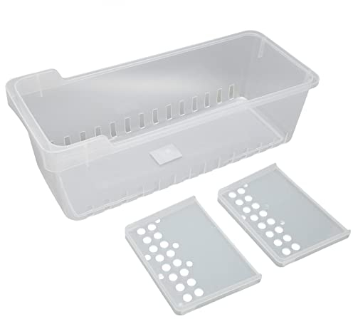 Tissting Kühlschrank Organizer Bin Clear Lidless Design PET Kühlschrank Schublade Clear Storage Container mit 2 Geteilten Fächern für Gefrierschrank, Schrank, Vorratskammer Organisation(S)