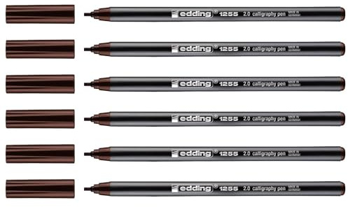Edding 6 Filzstifte Kalligraphie 1255 Dunkelbraun (2.0) Spitze 2 mm