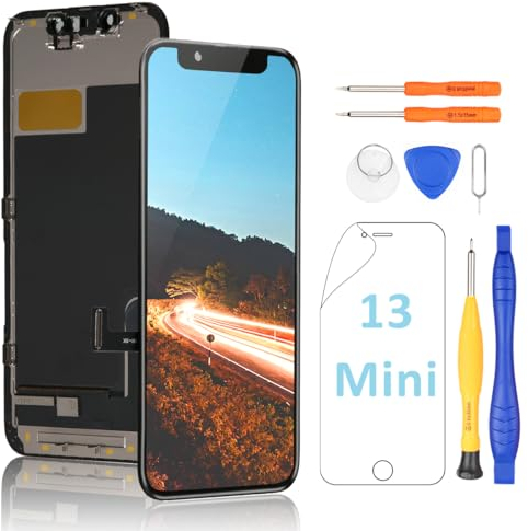 Yodoit für iPhone 13 Mini Bildschirm-Ersatz 3D-Touch Face-ID Display Digitizer mit Reparatur Werkzeug Set, kompatibel mit Modell A2481, A2626, A2629, A2630, A2628