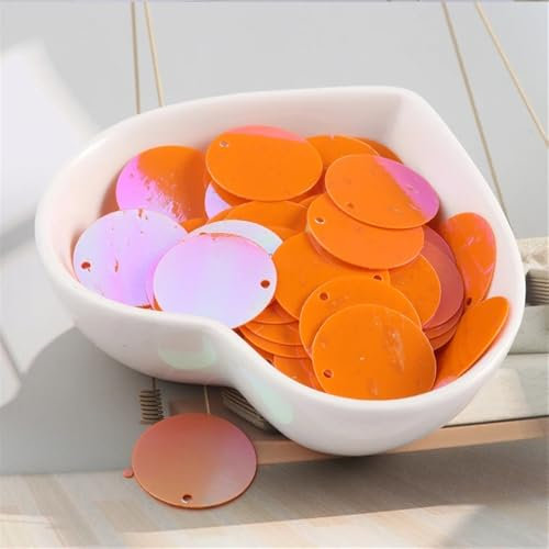 6-30mm flache runde Pailletten for DIY Handwerk Schmuck machen Zubehör Hochzeit Dekoration 10g(AB Orange,30mm 10g 40pcs)