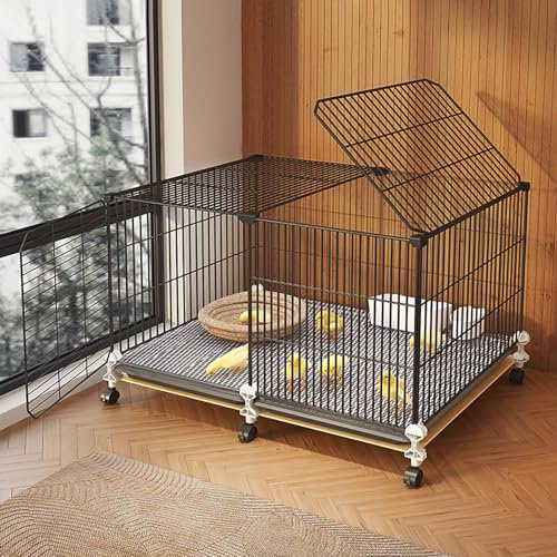 Grand poulailler en métal avec roues et plateau de nettoyage facile à assembler Idéal pour les poules pour pondre des œufs poulailler et poulailler pour petits animaux cage à volaille (71x)