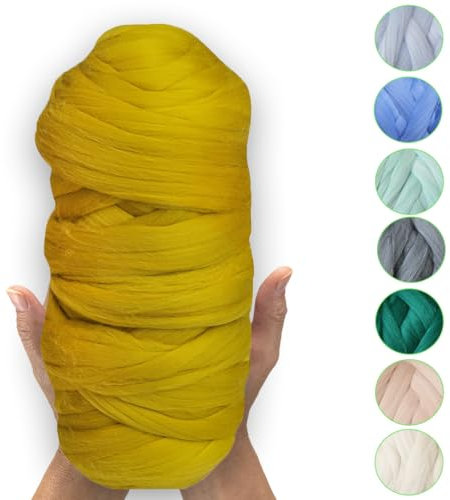 MeriWoolArt® 100% XXL Merino Wolle - 19 Micron Weiche, Dicke Filzwolle für Trocken- und Nassfilzen - DIY Decke, Baby, Armstricken - Flauschig zum Stricken & Häkeln