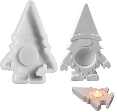 Silikonform Weihnachten Wichtel Teelichthalter, Silikonformen Gießformen Weihnachten, Gießform Weihnachten, Silikon Gießformen Weihnachten für DIY Weihnachtswichtel Teelichthalter (S)
