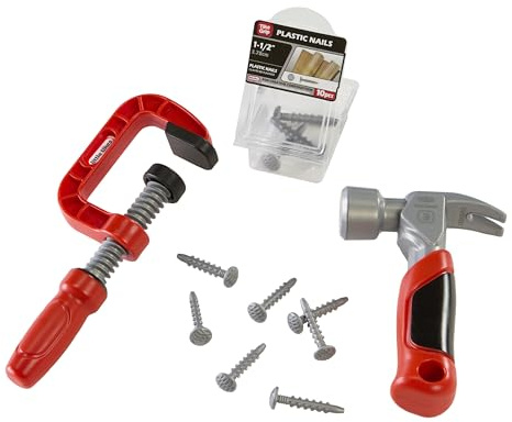 little tikes Creative Construction Hammer & Nail Set - Includes 5 Accessories, Pretend Play Construction Set, Suitable for Boys and Girls Ages 3+ Years