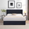King of Dreams Lit Coffre dehoussable Noir 160x200 cm avec tête de lit capitonnée - 14 Lattes - Montage Rapide et Facile - revêtement PVC Simili Facile d'entretien