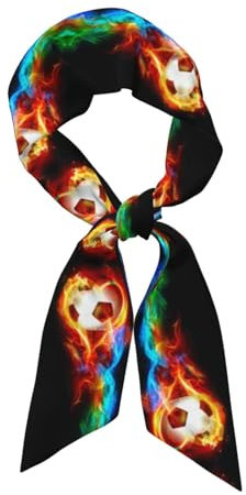 ALLiYa Langer Fußball-Seidenschal (Satintuch), modische Kopfbedeckung, Stirnband, Krawatte, Mode-Accessoires, Schwarz , One size