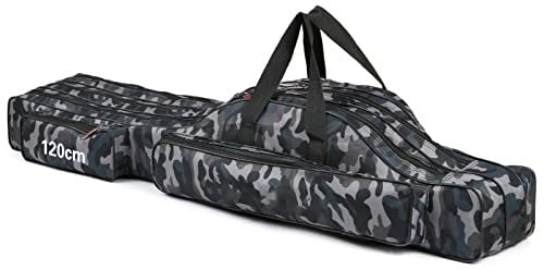 3 Layers Fishing Pole Bag Portable Folding Rod Carry Case Fishing Reel Tackle Storage Bag Case