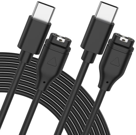 Tobfit 2-Stück Ladegerät für Garmin Vivoactive 5 4 3 3S 4S Ladegerät,USB C Garmin Uhr Ladekabel für Garmin Vivomove 3/ 3S/ Luxe/Style/Vivoactive 4S 3S 5 4 3