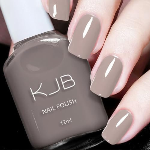 Taupe Beige Grey Nail Polish - Nude Nail Varnish Quick Dry - 12ml Tea with Milk Long Lasting Nail Polish - Neutral Color Natural Nail Varnish,Oil Based Formula,No Need Baking