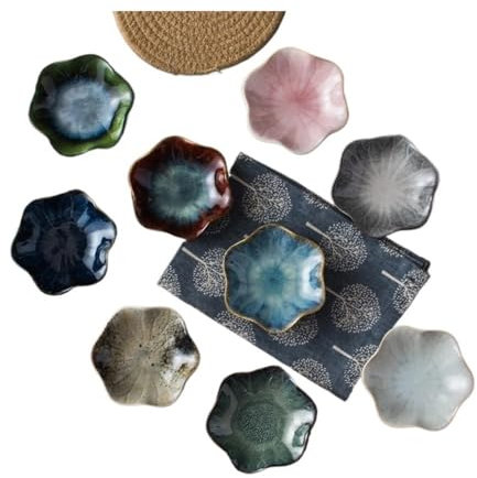 FOVAOK 1 plato de sabor de cerámica en forma de flor de porcelana para nueces, plato pequeño para salsa de soja, condimentos, suministros de cocina (N11)