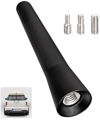 Car Stubby Aerial, Universal Short Car Antenna, Radio Roof Antenna Replacement, Mini Screw-in Aerial for AM/FM Reception, 6.5cm, Fits All Vehicle Models, M4, M5, M6 Adapters (1)