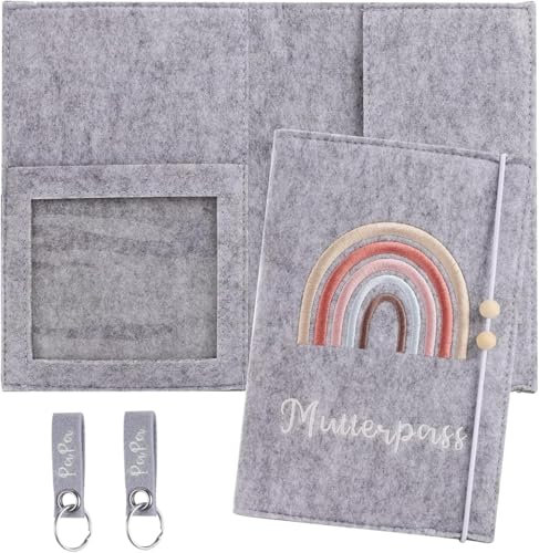 Biglumin Mutterpass schutzhülle portadocumentos bebé Funda para pasaporte de maternidad fieltro prémium para carné con compartimentos para imágenes ultrasónicas,carnet de vacunación,tarjeta de seguro