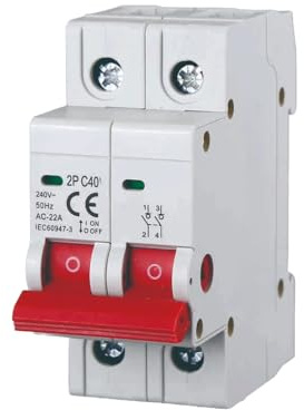 gloca Sezionatore 2P 220V Montaggio Su Guida DIN Occupa 2 Moduli (40 Ampere)