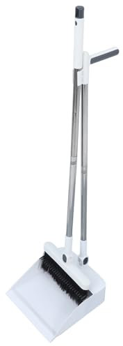 Mikinona Escoba y Recogedor Plegable Mango Inoxidable Cepillo de Limpieza de Herramienta Blanca para Limpieza del