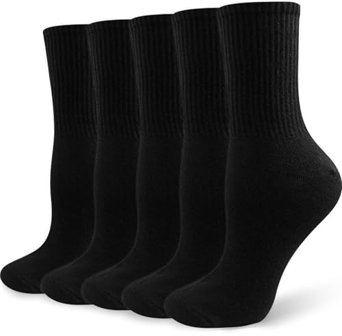 Wamicu Chaussettes Femme Coton 5 Paires Chaussettes Peigné de Respirantes | Douces Respirantes, Sport Tennis Running, Randonnée Marche