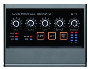 Audiomixer, Q-16 Professionelle Soundkarte mit Monitor E-Gitarren-Aufnahme for Live-Übertragung Studio Gesang Computer PC