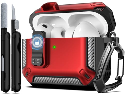 RFUNGUANGO AirPods Pro 3 Hülle Hartschale Reinigungsset, Rot