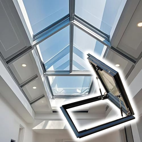 IBOWZ Claraboya residencial, Ventanas para techos de Casas, instalación de ventilación Manual en terrazas con Vidrio Templado de Doble Capa, áticos, terrazas acristaladas, sótanos y buhardillas.