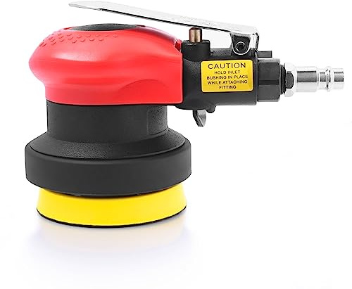 Levigatrice orbitale ad aria compressa 75 mm (3), 10000 giri/min, mini smerigliatrice ad aria compressa professionale, levigatrice per auto, mobili, legno (rosso)