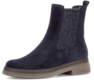 Gabor Damen Chelsea Boots, Frauen Stiefeletten,Derby,Silber,grau,beige,Lack,braun,klassisch,Komfort-Mehrweite,Pazifik (EL.Wool),37 EU / 4 UK
