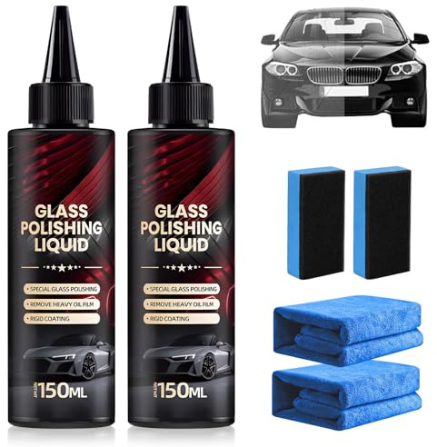 2 Stück D1 Glass Polishing Liquid, Autopolitur Kratzer Entfernen, Ölfilmentferner Autoglas, Glaspolierpaste, Antibeschlag-hydrophob-Beschichtungsspray