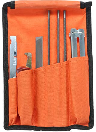Kit di lime per affilare parti a catena con manico in legno Profondimetro Custodia per attrezzi da 5 32 3 16 7 pollici lime per affilare limatura tutte le lame per motoseghe rapido accurato portatile