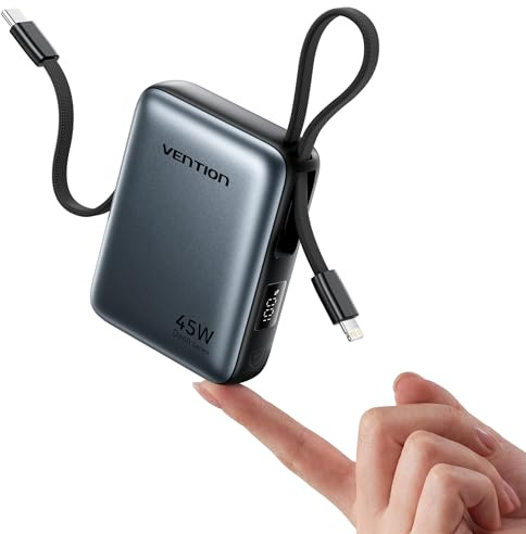 VENTION 45W 10000mAh Mini Laptop Power Bank Schnellladung | Tragbarer Akku mit LED-Digitalanzeige, USB-C Power Bank für iPad, MacBook, iPhone 17, 16, 15, Galaxy S24, S23 usw