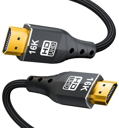 ZIKNYDO Cavo HDMI 2.2 2 metri, (Ultra High Speed 96Gbps, 16K/10K/8K/4K, Dynamic HDR, HDR10+, Dolby Vision, Dolby Atmos, DTS:X, HDCP 2.2&2.3), compatibile con cavo HDMI 2.1, PS5, Xbox Series X|S, HDTV