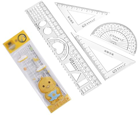 ZUWIJEQ 4 Pcs Set Di Geometria, Set Con Righello Da 20 Cm, Squadra 60° Da 10 Cm, Squadra 45° Da 10 Cm, Goniometro 180° Per La Scuola, Squadrette Piccole, Squadrette Da Disegno 45 e 60, Set Scuola