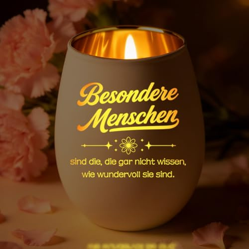 Windlichter mit Gravur, Freundin Geschenk, Dankeschön Geschenke für Freunde Abschiedsgeschenk, Kollegin, Personalisierte Teelichthalter Geschenke für Frauen Geburtstag Weiß