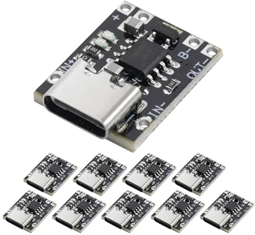 PENGLIN 10PCS Mini USB-C 3.7V Lithium Battery Charger Board | - 1A Charging Module with Protection Circuit, Ultra-Compact (14x18mm) for 18650, Li-ion Cell Repair & DIY Projects