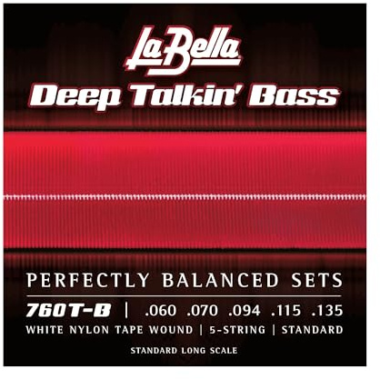 La Bella Strings »DEEP TALKIN' BASS - 760T-B WHITE NYLON - 5-STRING E-BASS« Saiten für 5-String E-Bass - White Nylon Tape Wound - Standard: 060-135