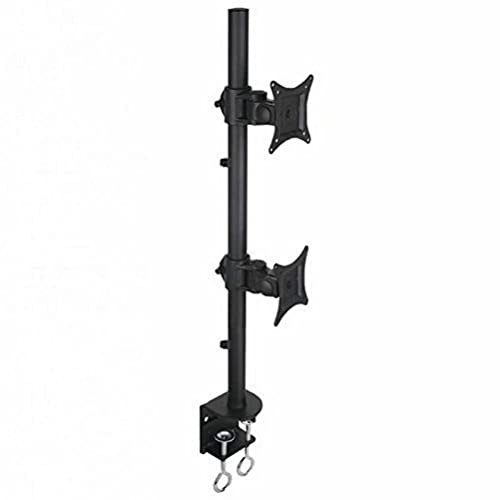 Techly ICA-LCD-350-D Schreibtischhalterung für 2LCD 33.02 cm (13 Zoll)-68.58 cm (27 Zoll) Klemme vertikal, schwarz