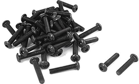 Sourcingmap M4 x 20mm Alloy Steel Hex Socket Button Head Machine Screws Black 50 Pcs