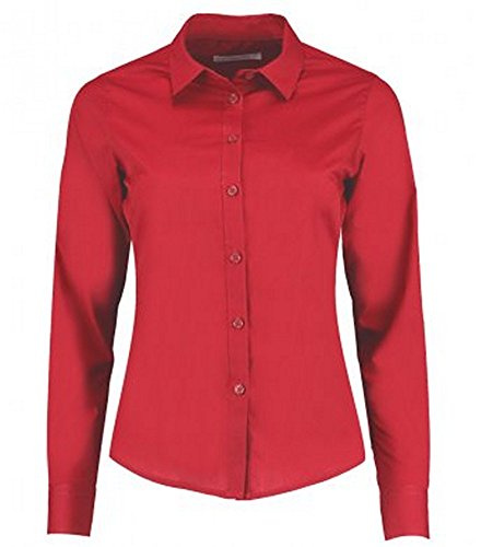 Kustom Kit Womens/Ladies Long Sleeve Tailored Poplin Shirt (20) (Red)