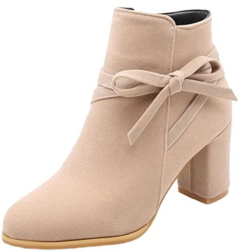 Onewus Damen Stiefeletten mit Blockabsatz (Beige, 37 EU)