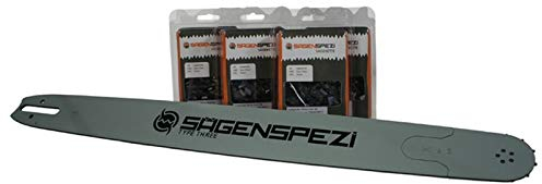 90cm Sägenspezi Schwert-Set Solid Drive mit 4 Halbmeißelketten 3/8 114TG 1,6mm passend für Stihl MS500i MS 500 i