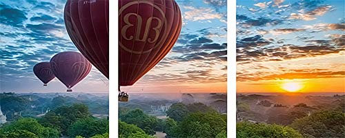 WOWDECOR DIY Lot de 3 peintures par numéro, Images, Bateau Voile, Coucher de Soleil, mer 40 x 50 cm x 3, triptyque XXL