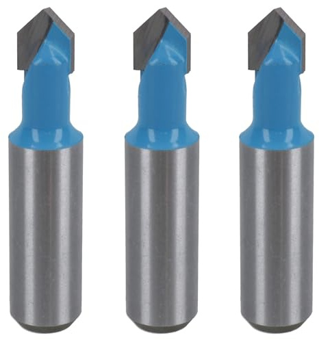 3 Pack TCT V Groover Router Cutter Cutting Bit 9.5mm D 90 Degree 1/2 Shank
