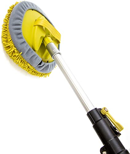 DOCAZOO DocaPole - Plumeau pour Murs et Hauts plafonds -Longue portée/tête de Nettoyage en Microfibre Chenille/utiliable à la Main ou avec Un Manche télescopique Extensible - 3,5 m